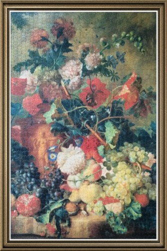 Step puzzle на 2000 деталей. Серия Русские музеи (Эрмитаж). Jan van Huysum Flowers and Fruit. (Ян ван Хейсум. Цветы и плоды.) 1723г.  Размер 960 х 680 mm.  Артикул 84204..jpg